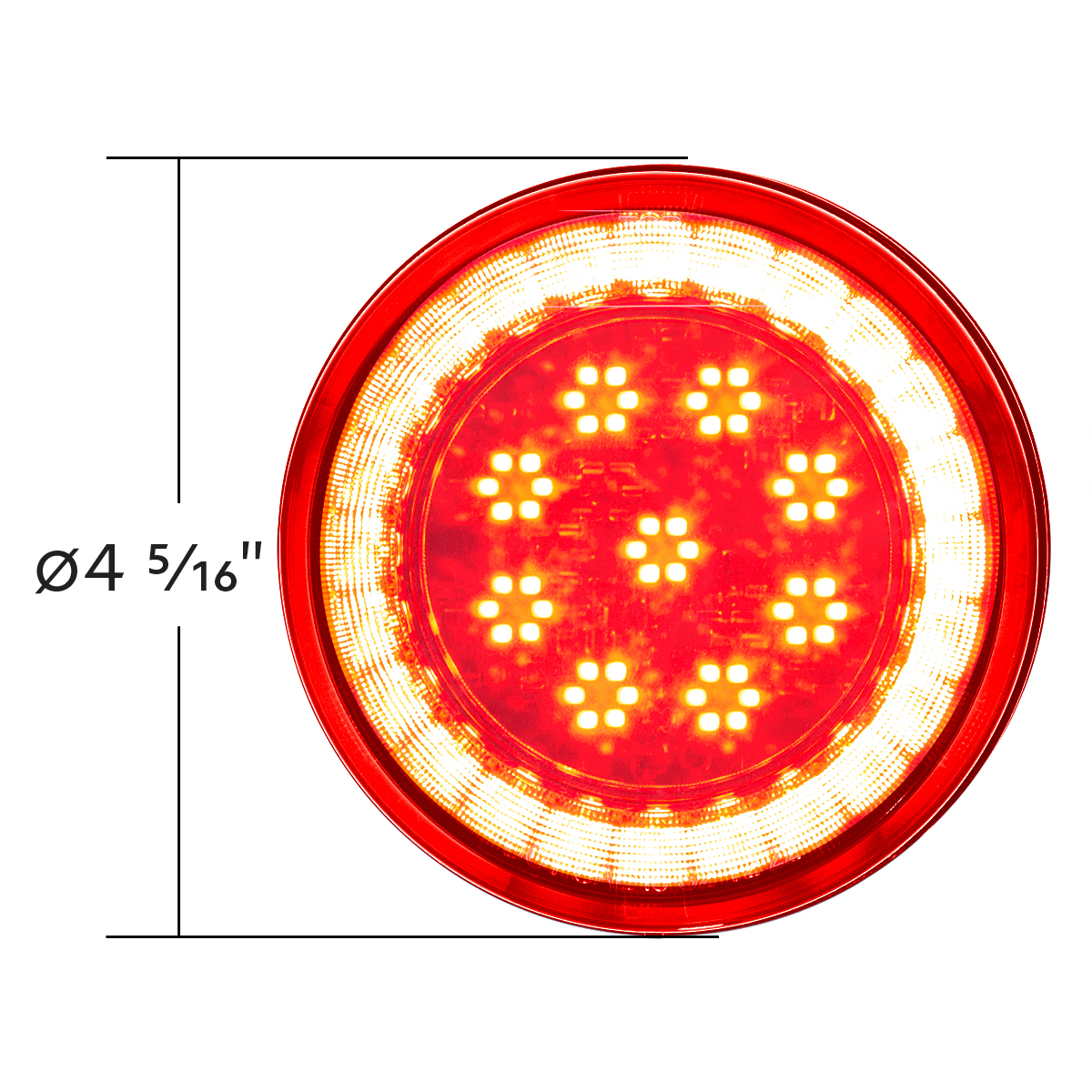 33 LED 4" Round Lumos Light S-Series (Stop, Turn & Tail) - Red LED/Red Lens - Thumbnail 6