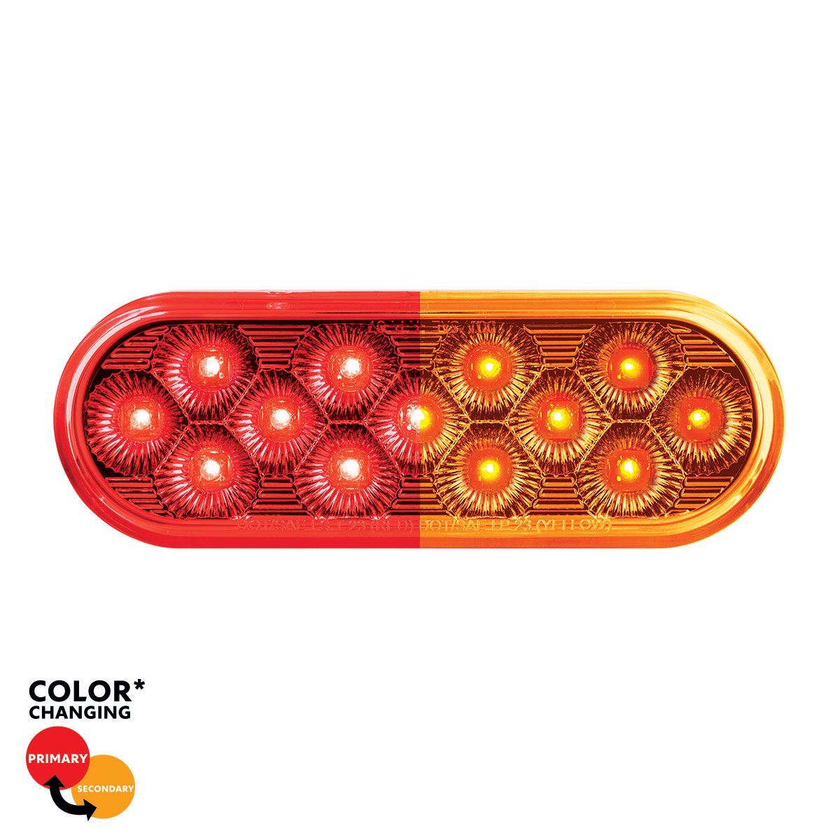 13 LED 6" Oval Double Fury Light (Stop & Turn)-Red & Amber LED/Clear Lens