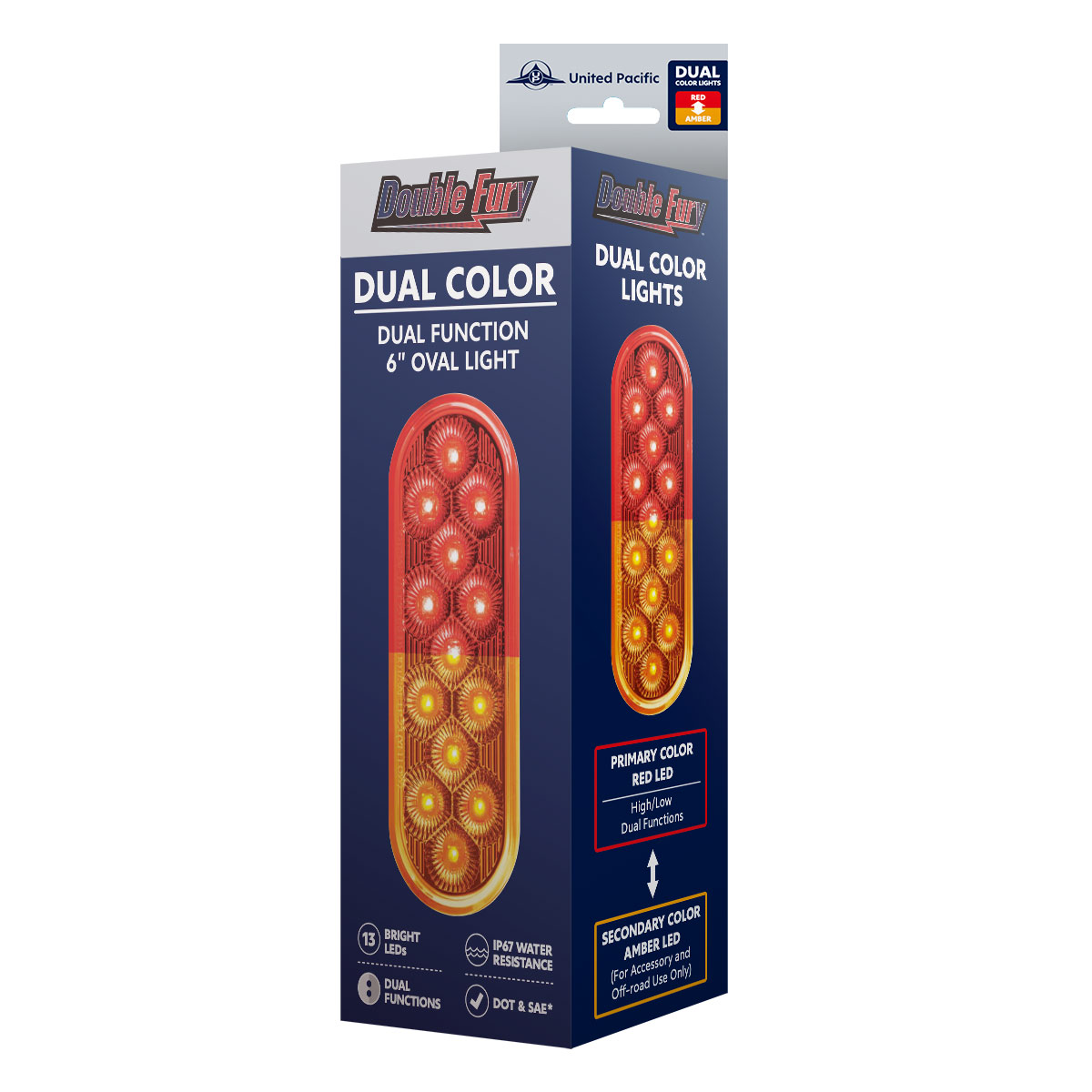 13 LED 6" Oval Double Fury Light (Stop & Turn)-Red & Amber LED/Clear Lens - Thumbnail 12