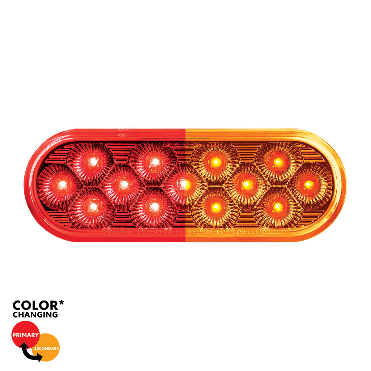13 LED 6" Oval Double Fury Light (Stop & Turn)-Red & Amber LED/Clear Lens - Thumbnail 13