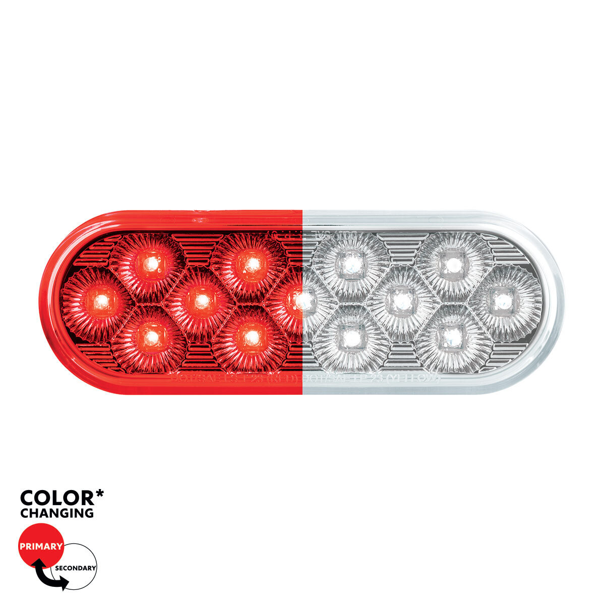 13 LED 6" Oval Double Fury Light (Stop & Turn)-Red & White LED/Clear Lens - Thumbnail 13