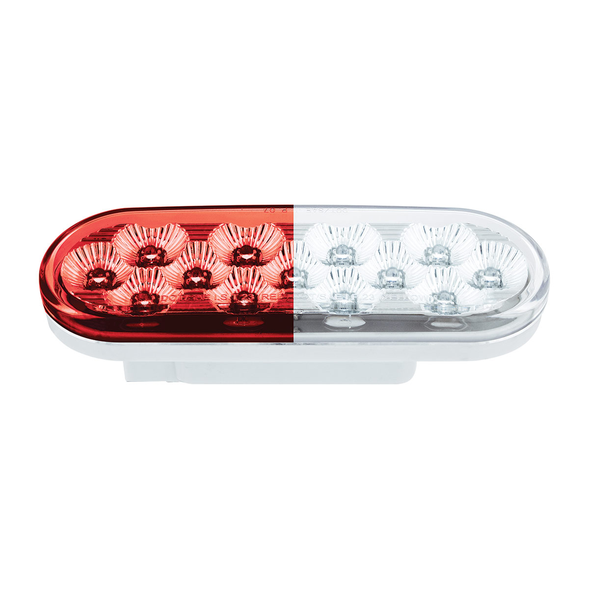 13 LED 6" Oval Double Fury Light (Stop & Turn)-Red & White LED/Clear Lens - Thumbnail 5