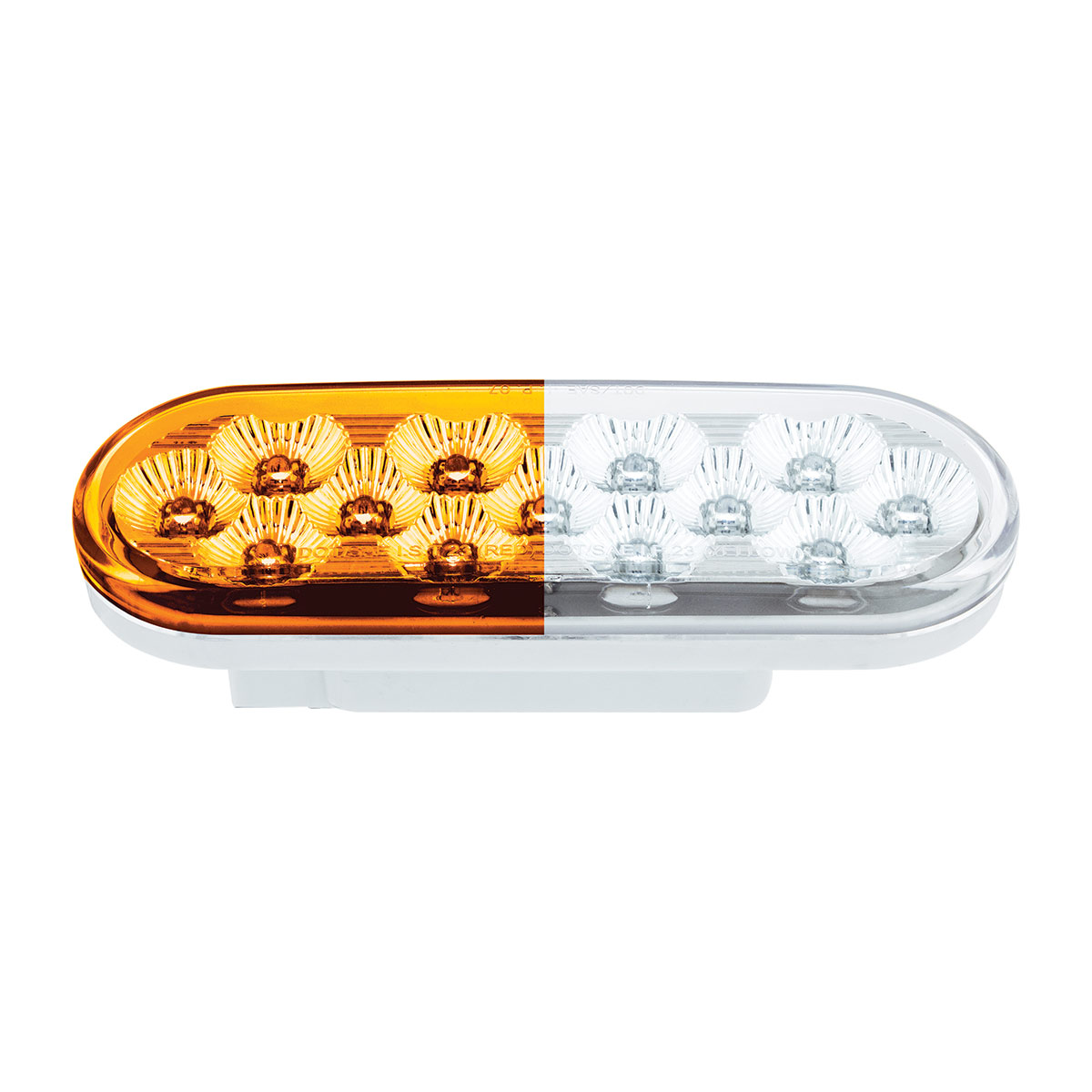 13 LED 6" Oval Double Fury Light (Turn Signal)-Amber & White LED/Clear Lens - Thumbnail 5