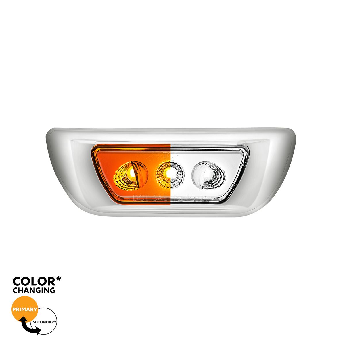 3 LED Double Fury Cab Light For 2013-2021 Kenworth T680 & 2012-2021 Peterbilt 579-Amber & White LED