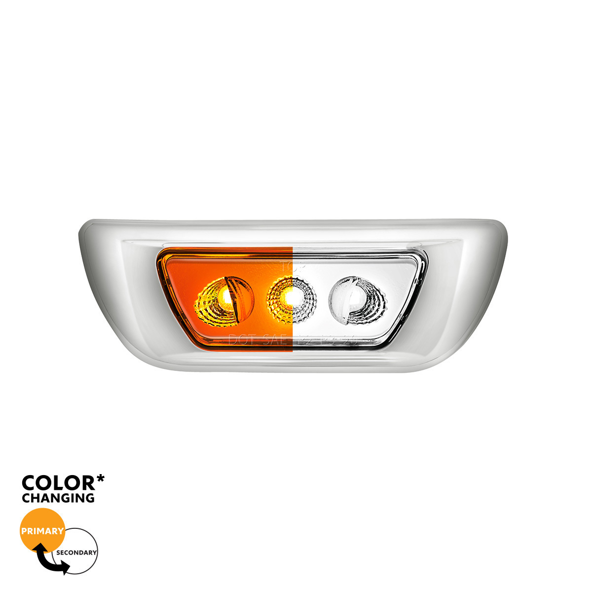 3 LED Double Fury Cab Light For 2013-2021 Kenworth T680 & 2012-2021 Peterbilt 579-Amber & White LED - Thumbnail 14