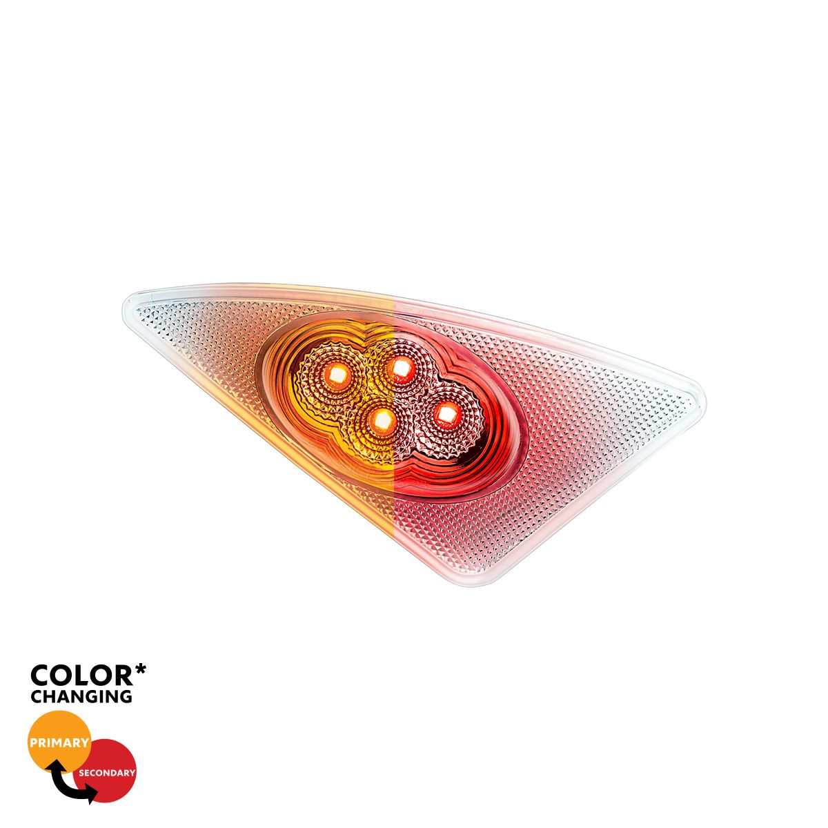 Double Fury 4 LED Fender Signal Light For 2008-2017 Kenworth T660-Amber & Red LED, Passenger