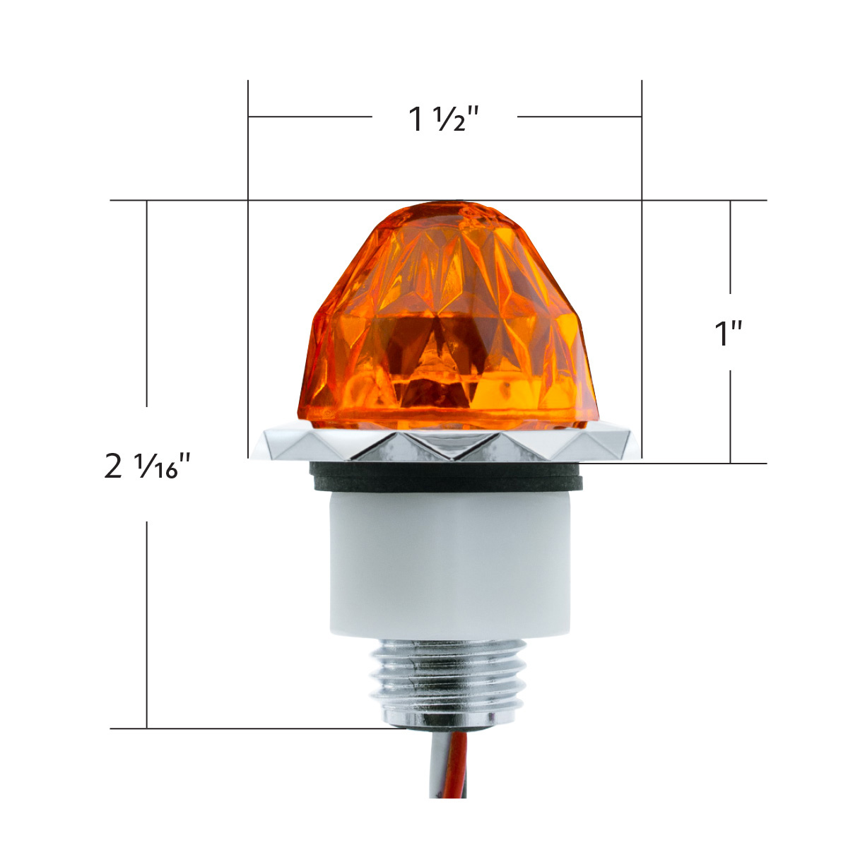2 LED Dual Function Mini Crystal Watermelon Light (Clearance/Marker)-Amber LED/Amber Lens - Thumbnail 8