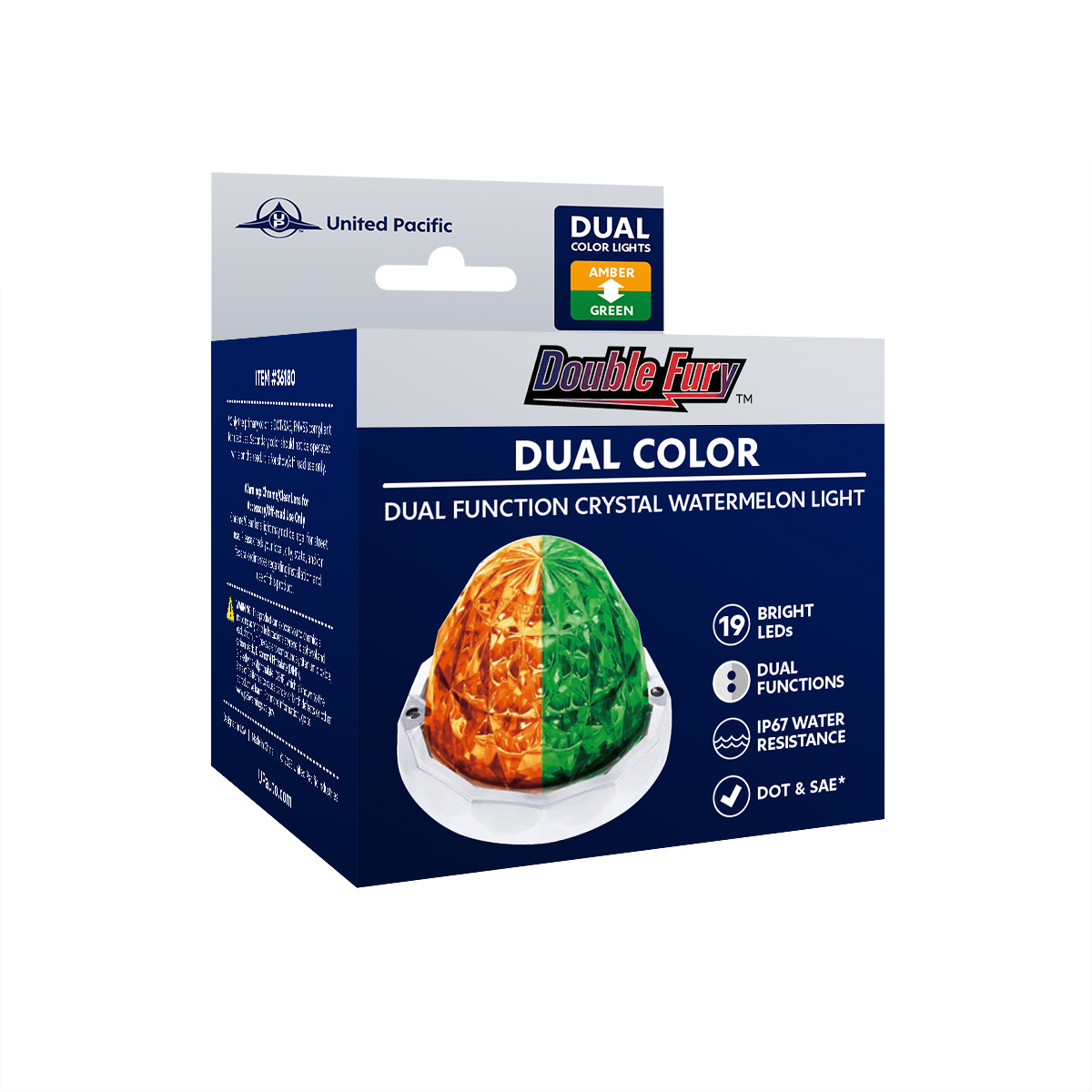 Double Fury 19 LED Dual Function Crystal Watermelon Light Kit With Bezel-Amber & Green LED/Clear Lens - Thumbnail 18