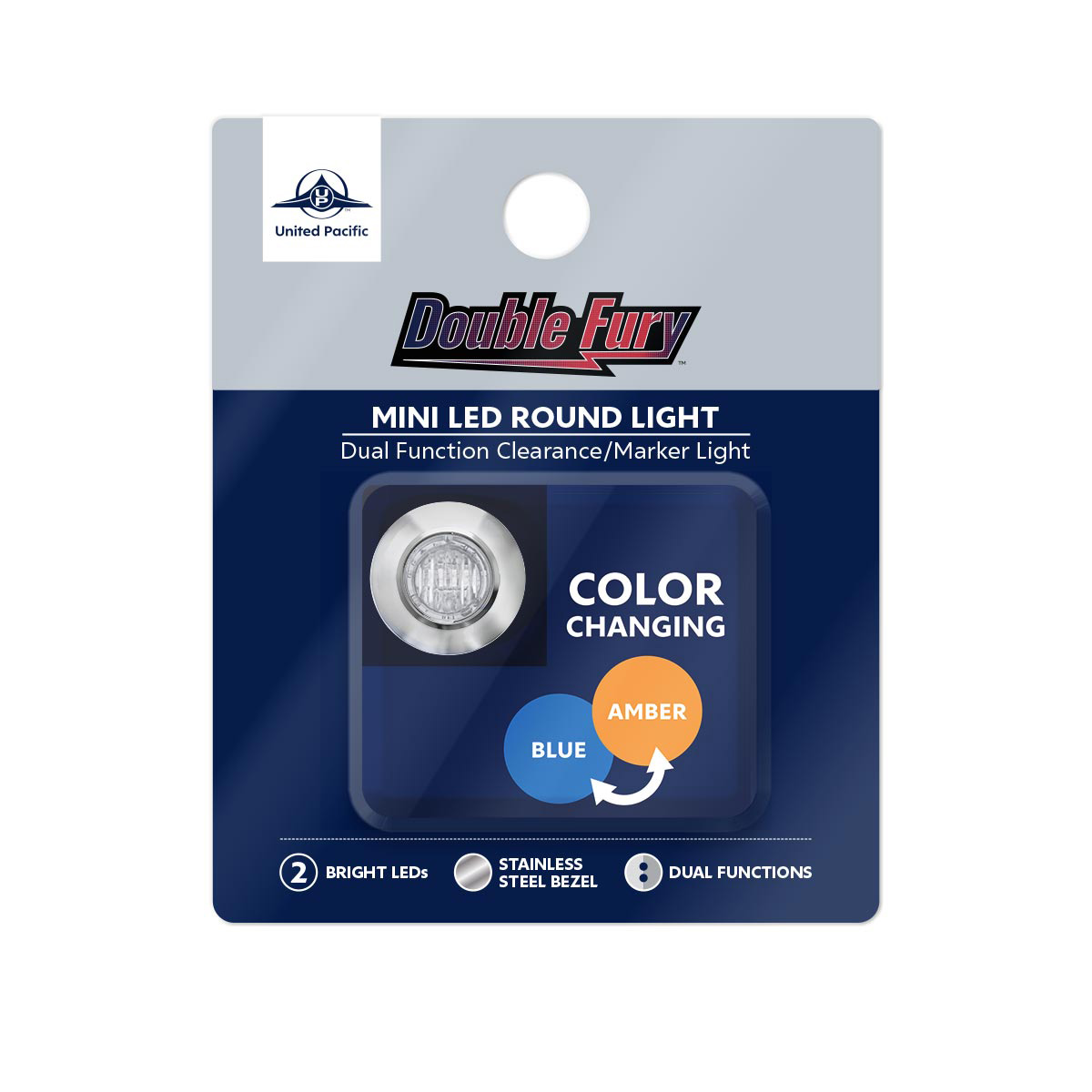 2 LED 3/4" Mini Dual Function Double Fury Light (Clearance/Marker) - Amber & Blue LED/Clear Lens - Thumbnail 13