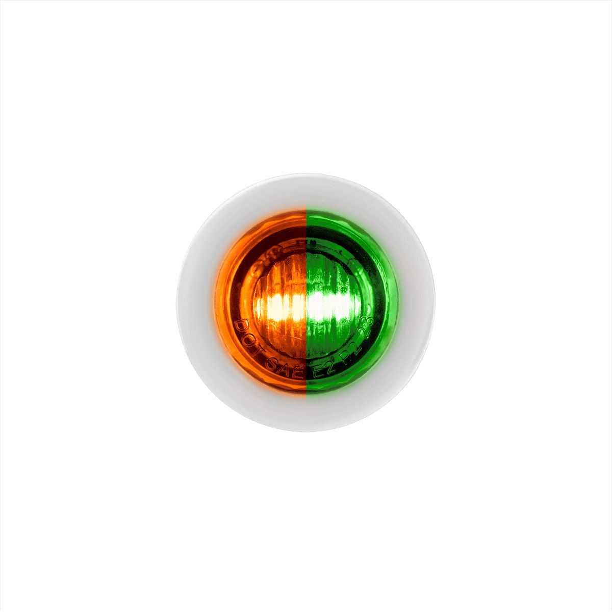 2 LED 3/4" Mini Dual Function Double Fury Light (Clearance/Marker) - Amber & Green LED/Clear Lens
