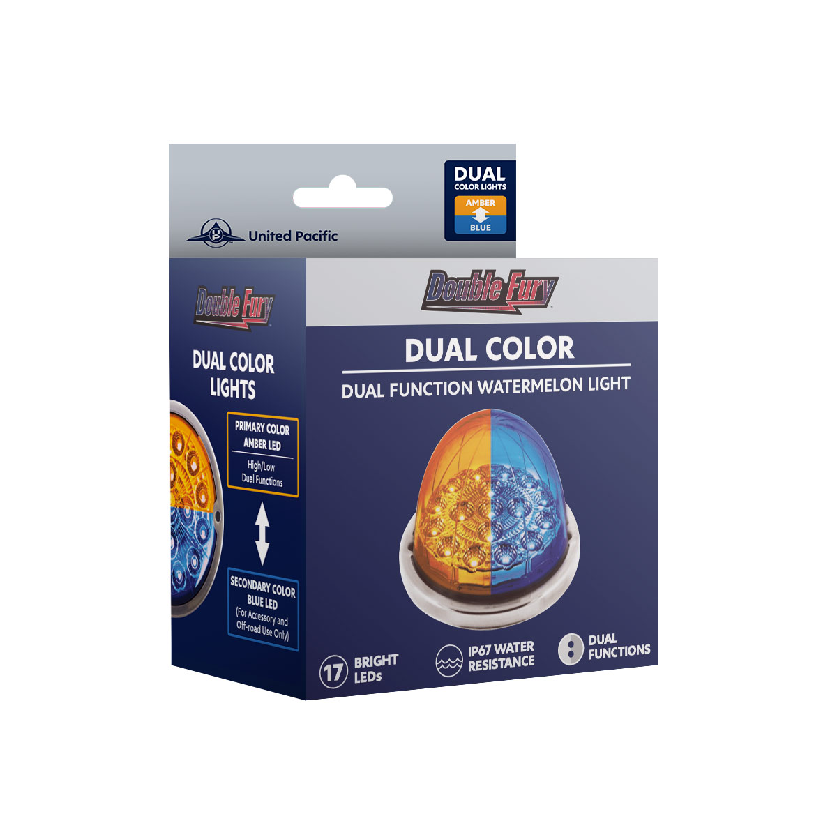 17 LED Watermelon Dual Function Double Fury Light Flush Mount Kit With Low Profile SS Bezel-Amber & Blue LED - Thumbnail 12