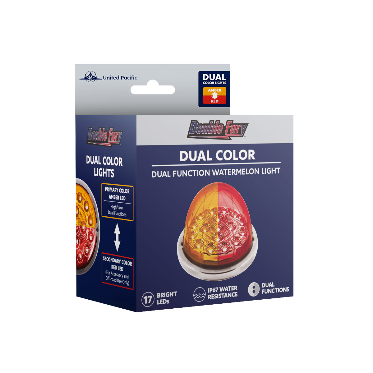 17 LED Watermelon Dual Function Double Fury Light Flush Mount Kit With Low Profile SS Bezel-Amber & Red LED - Thumbnail 12