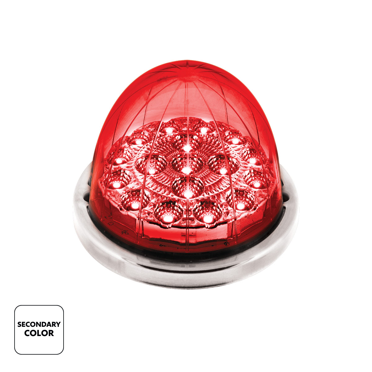 17 LED Watermelon Dual Function Double Fury Light Flush Mount Kit With Low Profile SS Bezel-Amber & Red LED - Thumbnail 3
