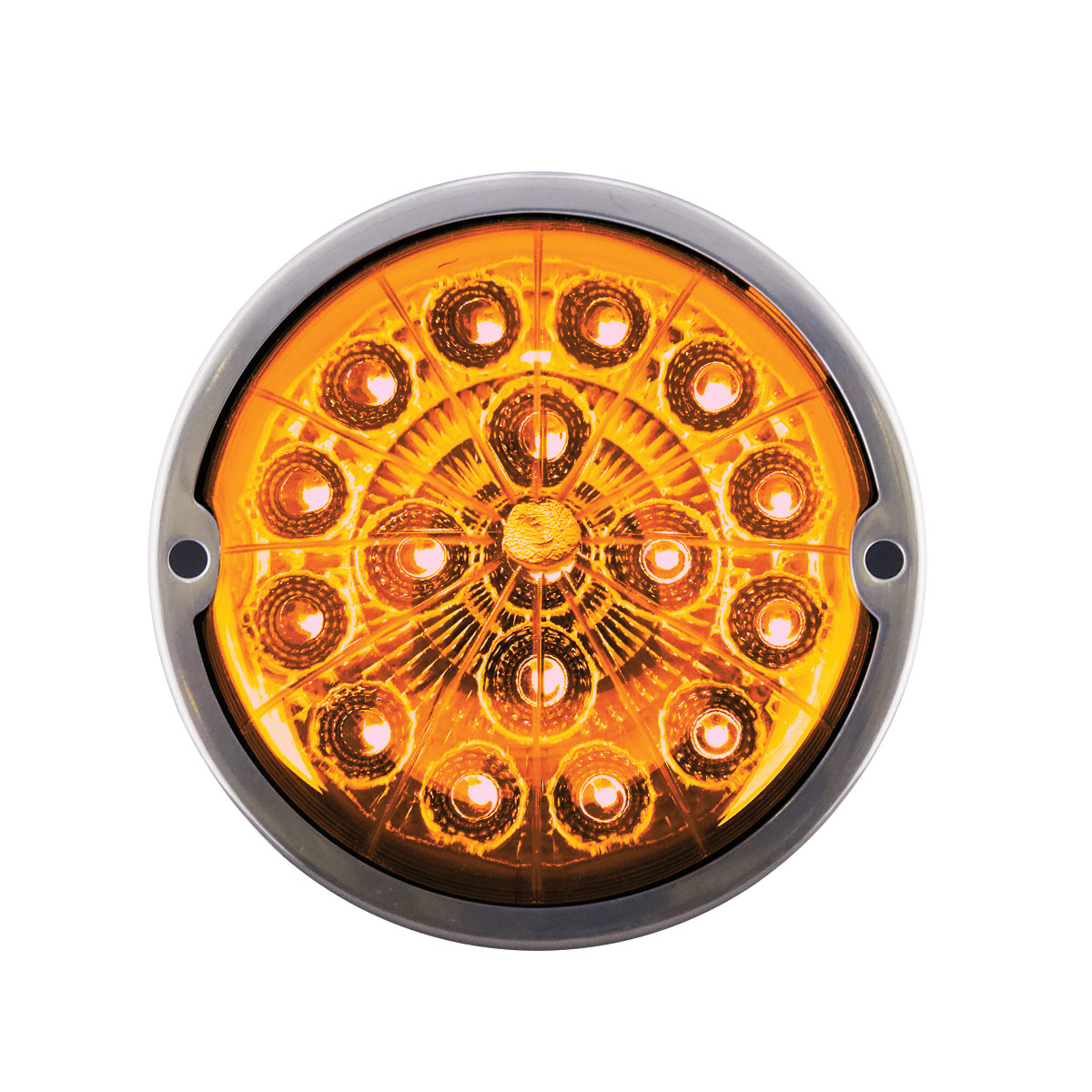 17 LED Watermelon Dual Function Double Fury Light Flush Mount Kit With Low Profile SS Bezel-Amber & Red LED - Thumbnail 6
