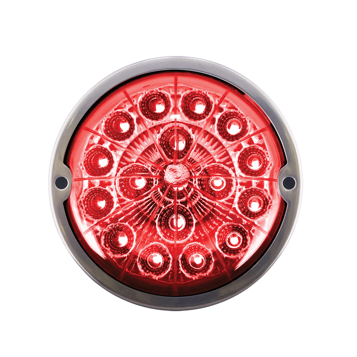 17 LED Watermelon Dual Function Double Fury Light Flush Mount Kit With Low Profile SS Bezel-Amber & Red LED - Thumbnail 7