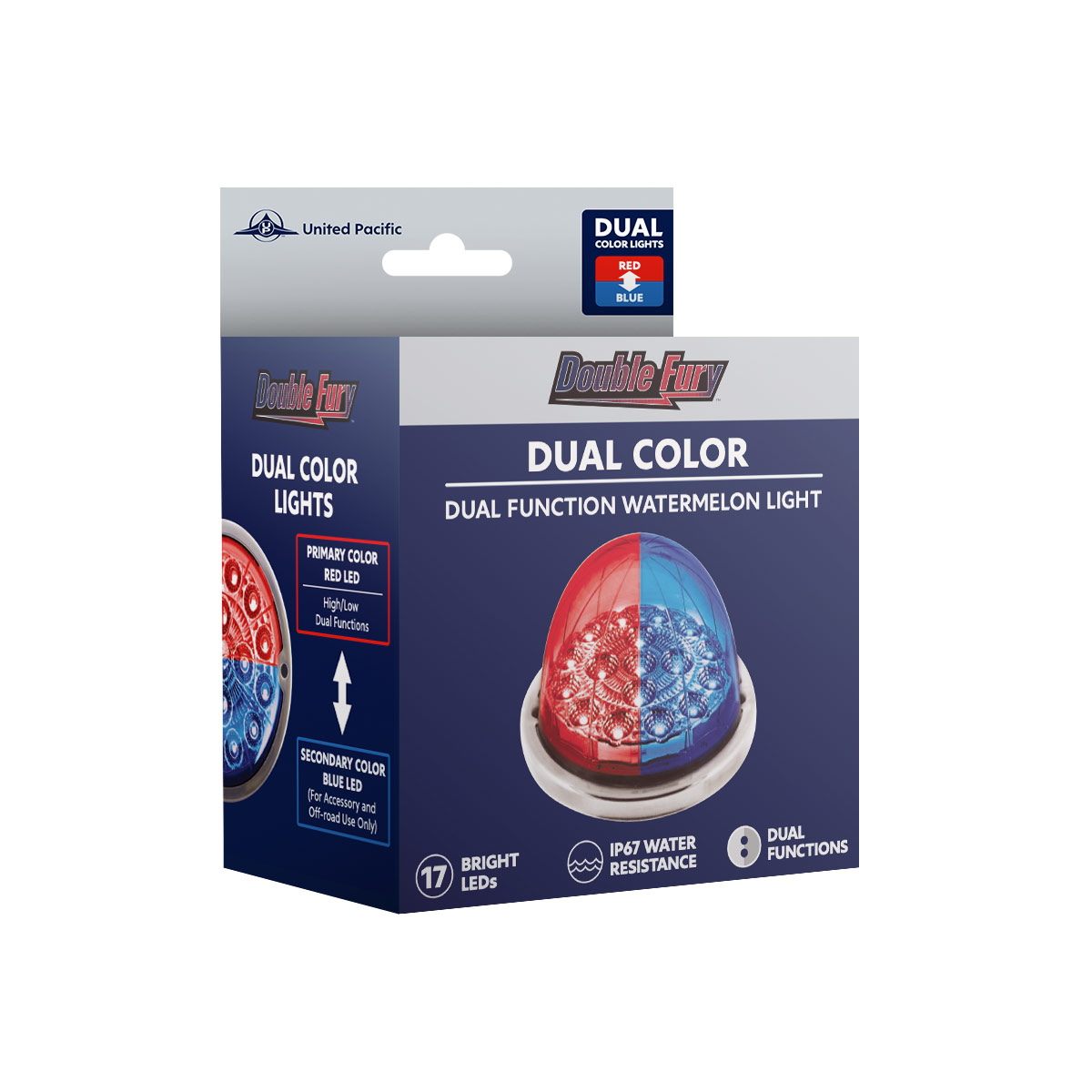 17 LED Watermelon Dual Function Double Fury Light Flush Mount Kit With Low Profile SS Bezel-Red & Blue LED - Thumbnail 12