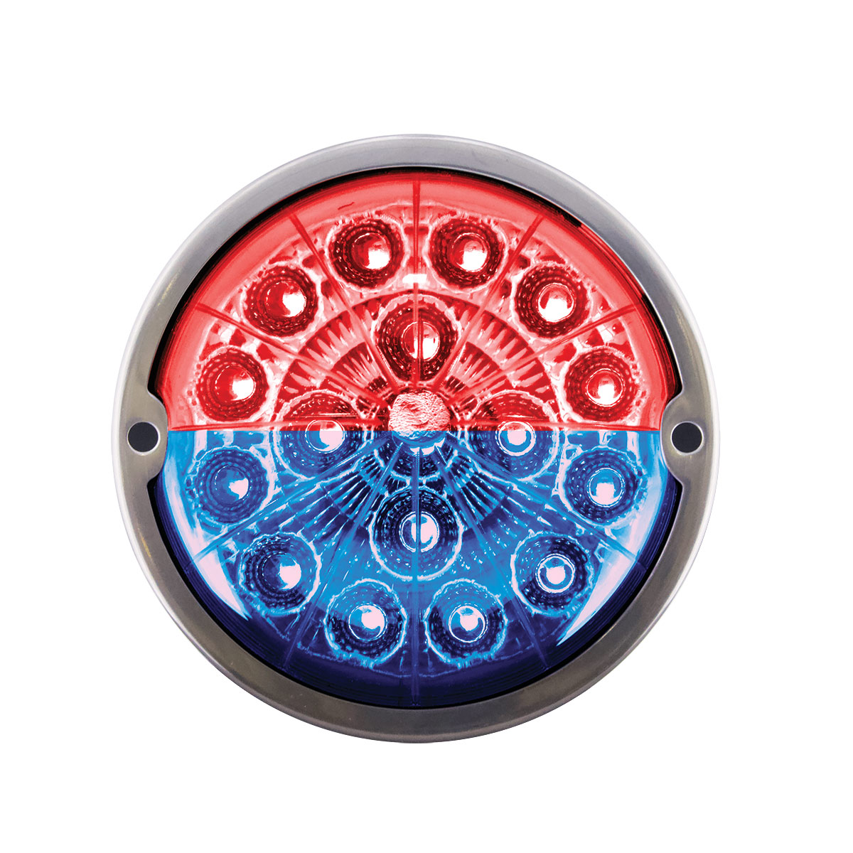 17 LED Watermelon Dual Function Double Fury Light Flush Mount Kit With Low Profile SS Bezel-Red & Blue LED - Thumbnail 5
