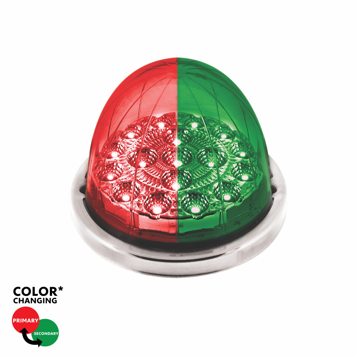 17 LED Watermelon Dual Function Double Fury Light Flush Mount Kit With Low Profile SS Bezel-Red & Green LED - Thumbnail 13