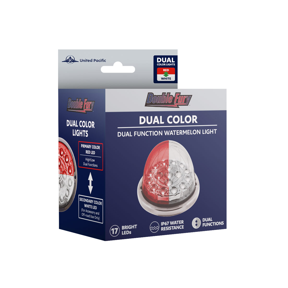 17 LED Watermelon Dual Function Double Fury Light Flush Mount Kit With Low Profile SS Bezel-Red & White LED - Thumbnail 12