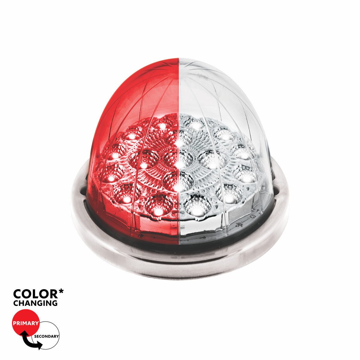 17 LED Watermelon Dual Function Double Fury Light Flush Mount Kit With Low Profile SS Bezel-Red & White LED - Thumbnail 13