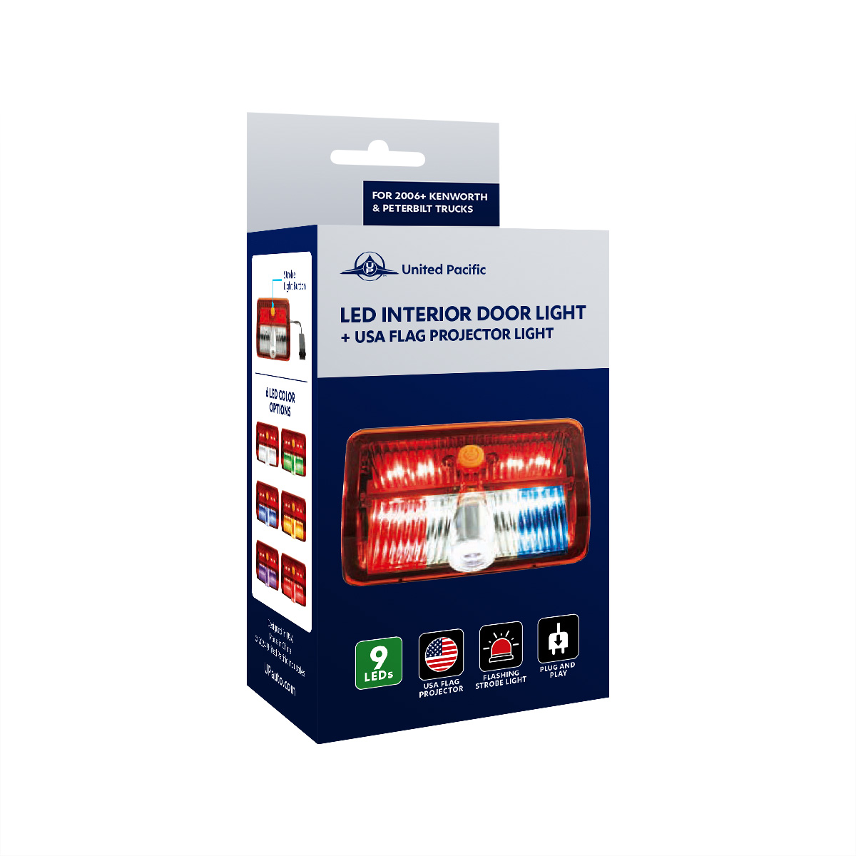 9 LED Interior Door Light With American Flag Courtesy Projector Light For 2006+ Kenworth & Peterbilt Trucks - Thumbnail 20