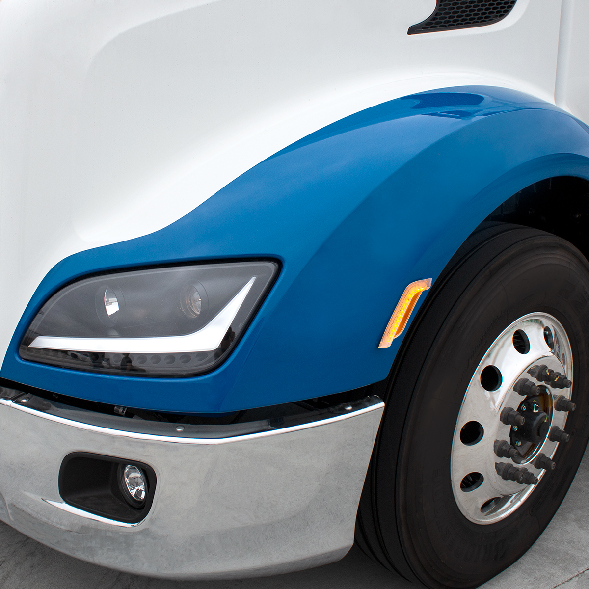 12 Amber LED Fender Turn Signal Light For Peterbilt 579 (2012-2021) & 587 (2012-2018)- Passenger, Clear Lens - Thumbnail 7