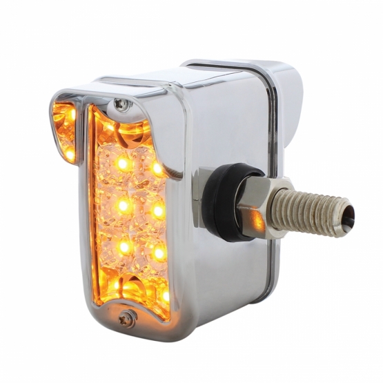 10 LED Dual Function Reflector Double Face Light W/Visor - Vertical Side Mount - Amber & Red LED/Clear Lens