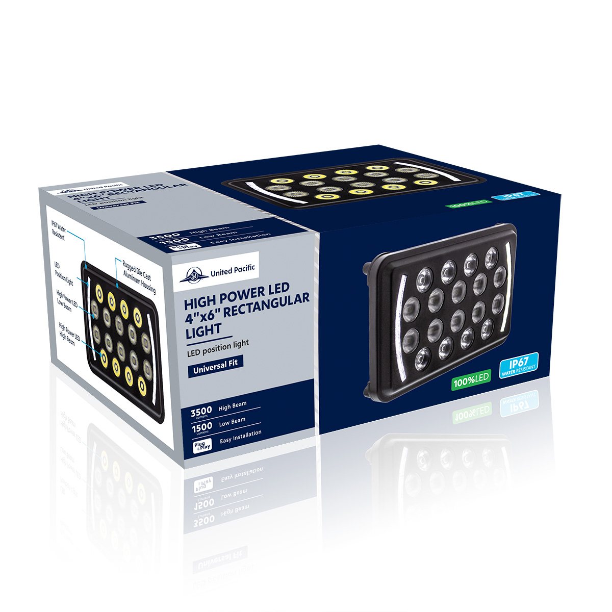 ULTRALIT - 18 High Power LED Rectangular Light With LED Position Light Bar - Thumbnail 8