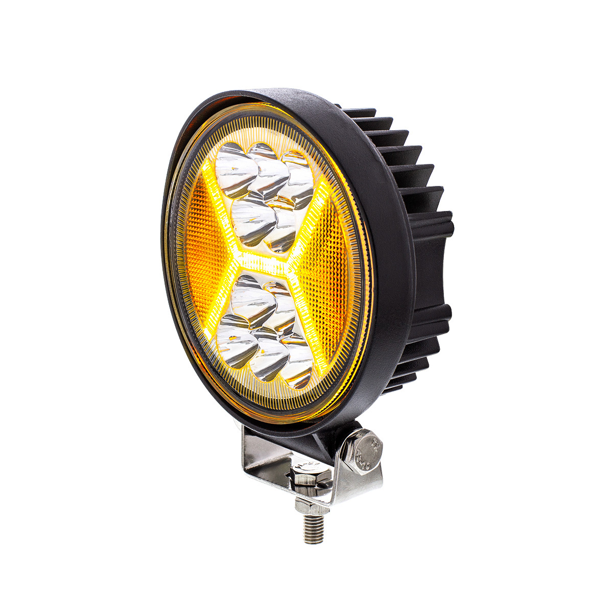 4.5" 24 High Power LED Work Light With "X" Amber Light Guide - Thumbnail 3