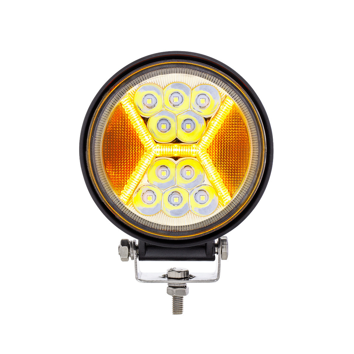 4.5" 24 High Power LED Work Light With "X" Amber Light Guide - Thumbnail 10