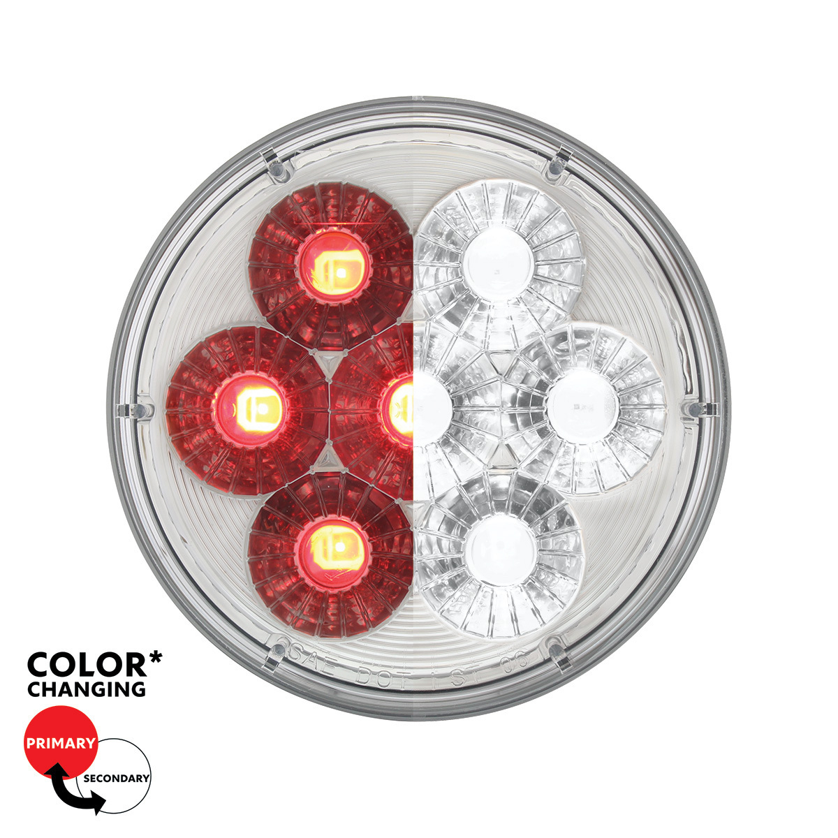 14  LED 4" Round Double Fury Light (Stop, Turn & Tail) - Red & White LED/Clear Lens - Thumbnail 10