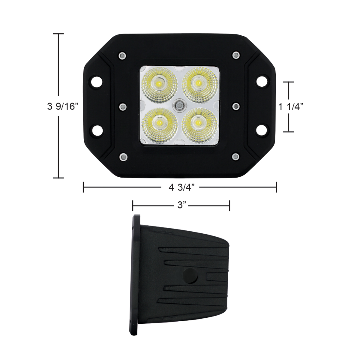4 High Power LED Flange Mount Work Light - Flood Light - Thumbnail 4