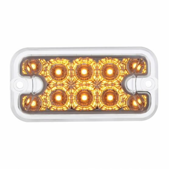 10 LED Dual Function Reflector Rectangular Light - Amber LED/Clear Lens (Bulk)