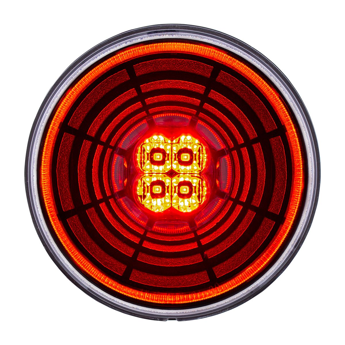 13 LED 4" Round Abyss Light (Stop, Turn & Tail) - Red LED/Clear Lens