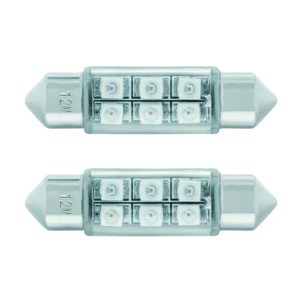 6 SMD High Power Micro LED 6418/6461-36mm Dome Light Bulb - Blue (2-Pack)