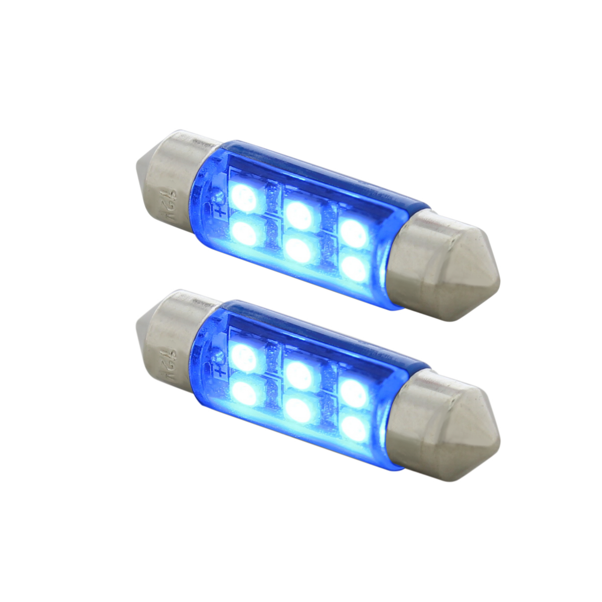 6 SMD High Power Micro LED 6418/6461-36mm Dome Light Bulb - Blue (2-Pack) - Thumbnail 2
