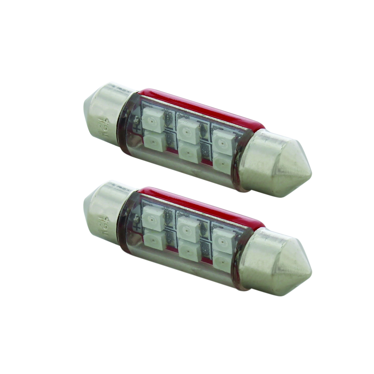 6 SMD High Power Micro LED 6418/6461-36mm Dome Light Bulb - Red (2-Pack) - Thumbnail 3