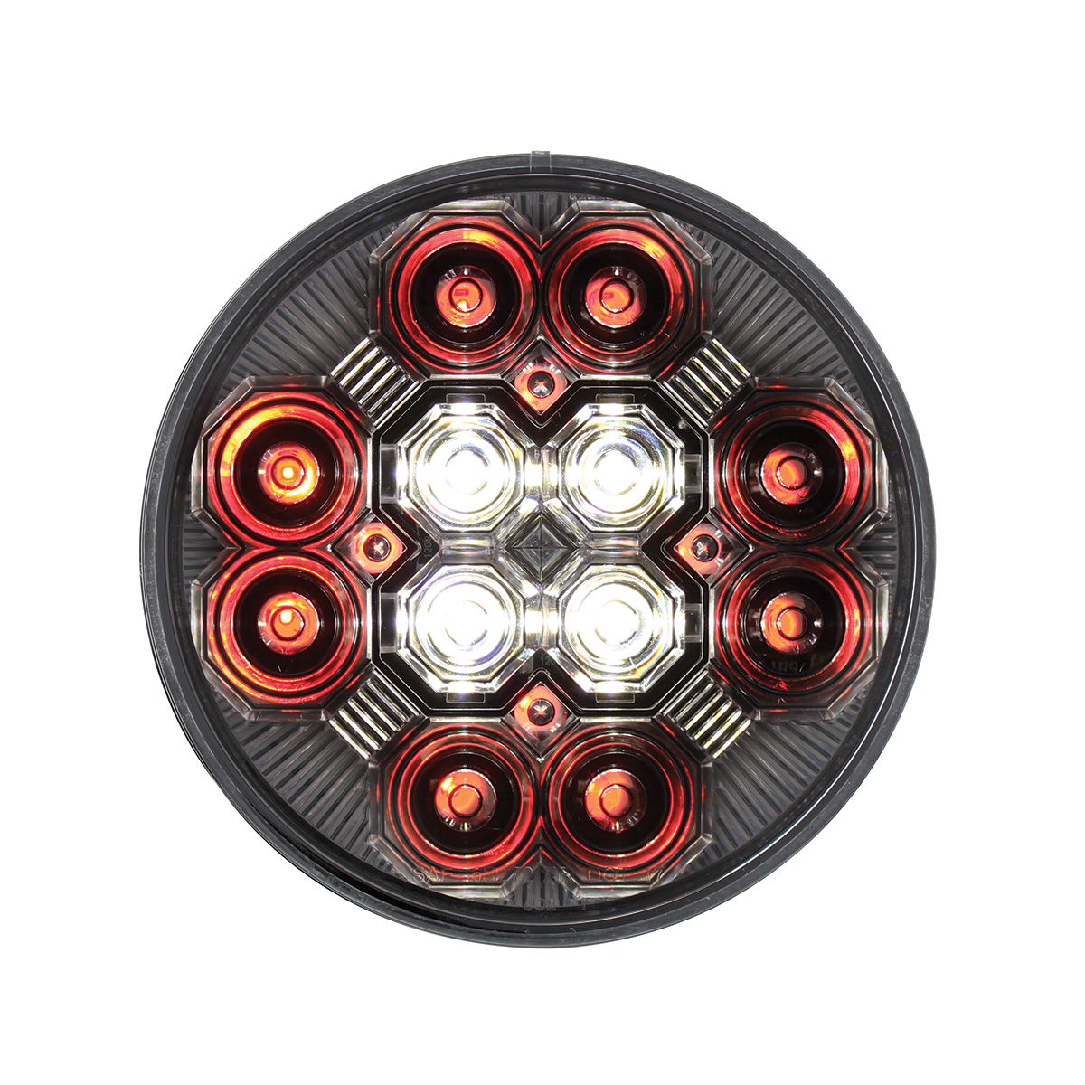 4" Round Combo Light With 12 LED Stop, Turn & Tail & 16 LED Back-Up - Red LED/Clear Lens - Thumbnail 3