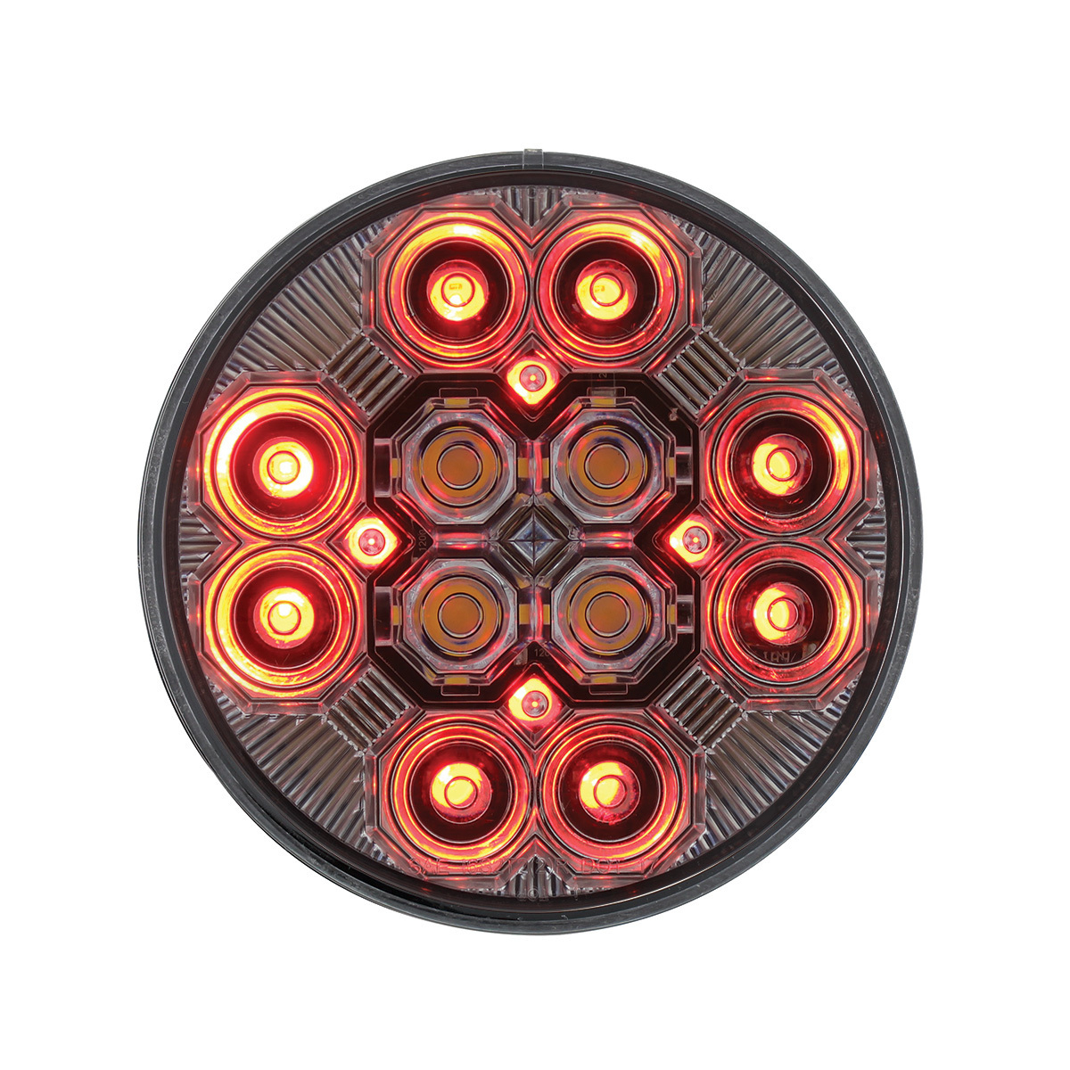 4" Round Combo Light With 12 LED Stop, Turn & Tail & 16 LED Back-Up - Red LED/Clear Lens - Thumbnail 8