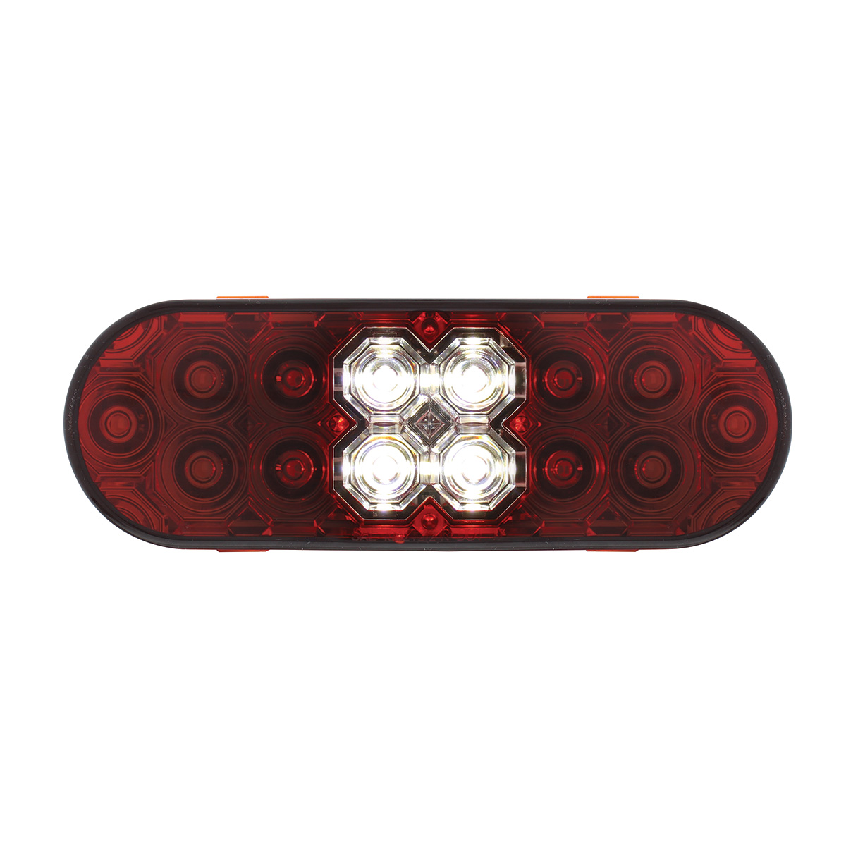 6" Oval Combo Light With 14 LED Stop, Turn & Tail & 16 LED Back-Up -Red LED/Red Lens - Thumbnail 2