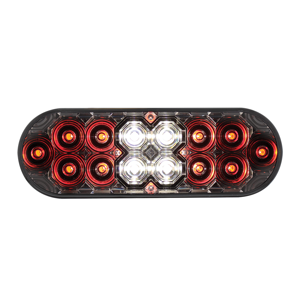 6" Oval Combo Light With 14 LED Stop, Turn & Tail & 16 LED Back-Up - Red LED/Clear Lens - Thumbnail 3