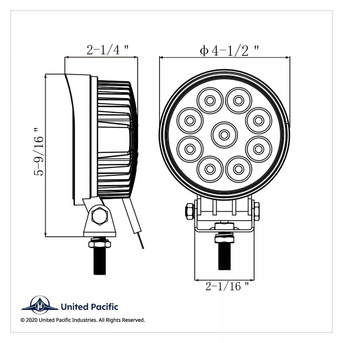 9 High Power LED 4-1/2" Round "Competition Series" Work Light - Spot - Thumbnail 3