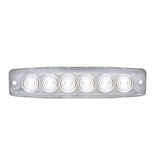 6 High Power LED Super Thin Warning Light - White LED/Clear Lens (Bulk)