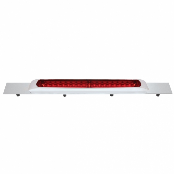 Chrome Top Mud Flap Plate With 19 LED 17" Light Bar & Bezel - Red LED/Red Lens (Each)