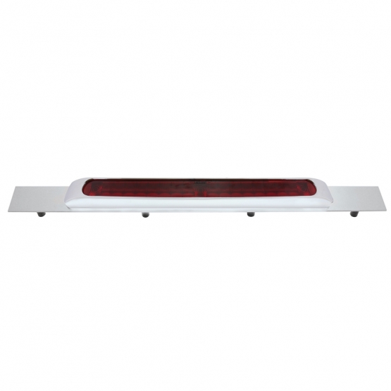 Chrome Top Mud Flap Plate With 19 LED 17" Light Bar & Bezel - Red LED/Red Lens (Each) - Thumbnail 2