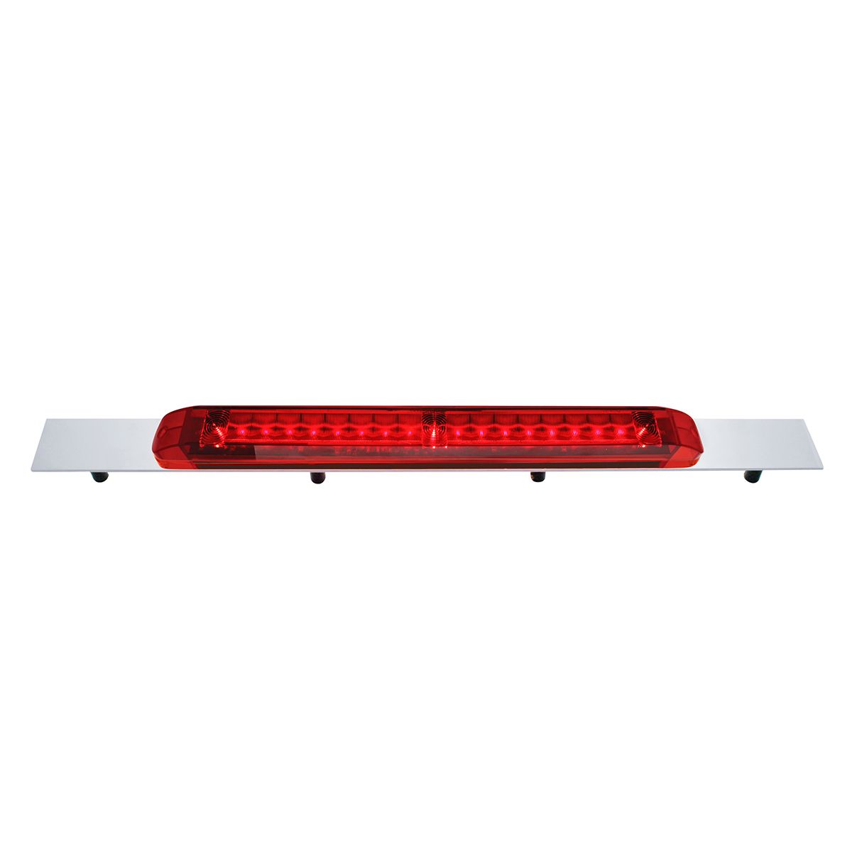 Chrome Top Mud Flap Plate With 19 LED 17" Light Bar - Red LED/Red Lens (Each)