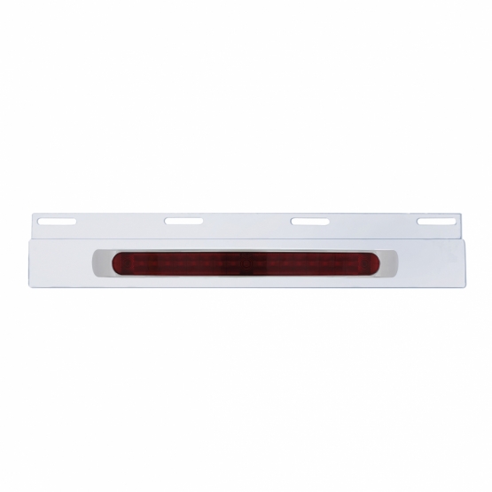 Stainless Top Mud Flap Plate With 19 LED 17" Light Bar & Bezel - Red LED/Red Lens (Each) - Thumbnail 2
