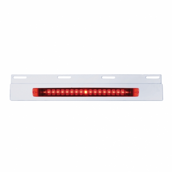 Stainless Top Mud Flap Plate With 19 LED 17" Light Bar - Red LED/Red Lens (Each)