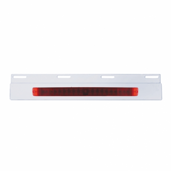 Stainless Top Mud Flap Plate With 19 LED 17" Light Bar - Red LED/Red Lens (Each) - Thumbnail 2