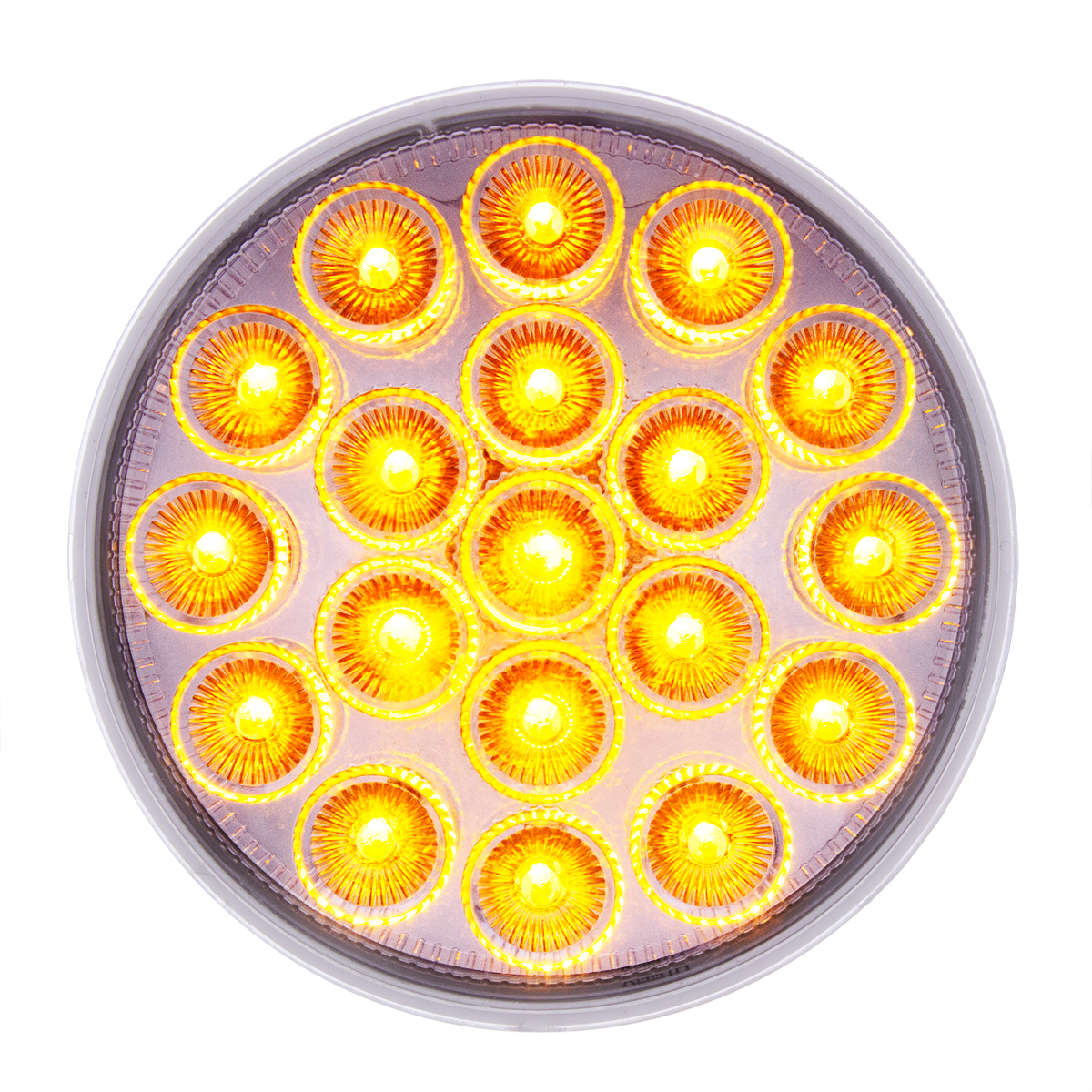 19 LED 4" Round Double Fury Light (Stop, Turn, Tail) With Warning Light - Red & Amber LED/Clear Lens - Thumbnail 3